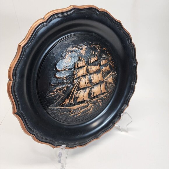 Vtg Dart Naval Ship Round Wall Decor Boat Grandpa Coastal Dark Academia  READ - Picture 3 of 6